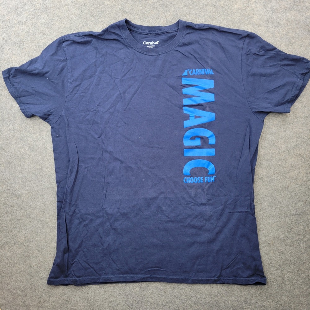 Carnival Cruise T-Shirt‎ Mens 2X Line Magic Choose Fun Navy Blue Graphic 40300